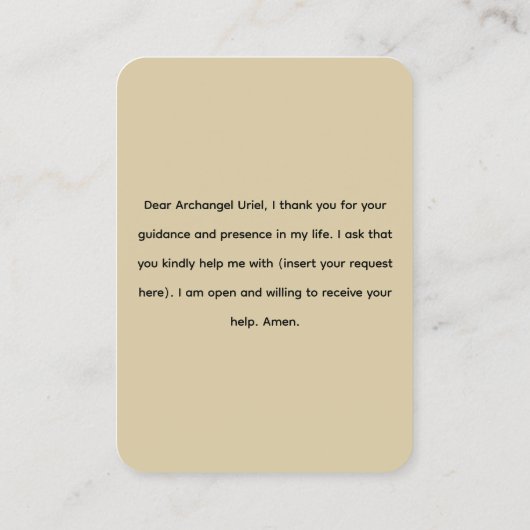 セントウリエルザアーチャンエル祈りの言葉カード 名刺 (裏面)