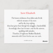セントエリザベス祈りの言葉カード ポストカード (裏面)