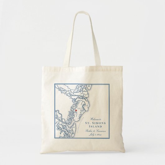 セントエレガントサイモンズ島ジョージア海軍の地図結婚の トートバッグ (正面)