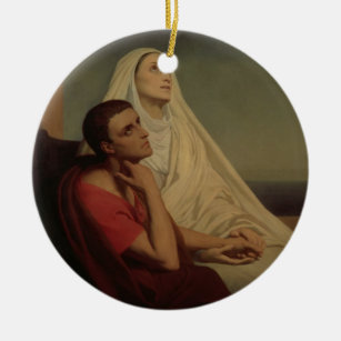 セントオーガスティンおよび彼の母St.モニカ1855年 セラミックオーナメント
