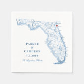 セントオーガスティンフロリダの地図エレガントな結婚式 スタンダードカクテルナプキン (正面)