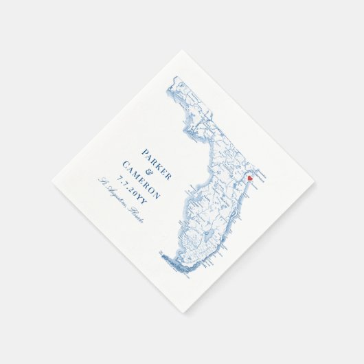 セントオーガスティンフロリダの地図エレガントな結婚式 スタンダードカクテルナプキン (角)