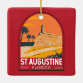 セントオーガスティンフロリダトラベルアートヴィンテージ セラミックオーナメント (裏面)