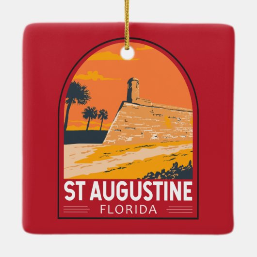 セントオーガスティンフロリダトラベルアートヴィンテージ セラミックオーナメント (裏面)