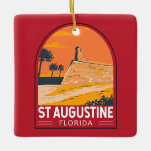 セントオーガスティンフロリダトラベルアートヴィンテージ セラミックオーナメント