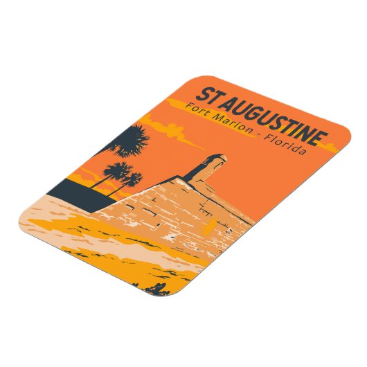 セントオーガスティンフロリダトラベルアートヴィンテージ マグネット (左側)