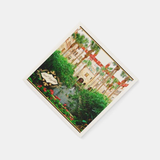 セントオーガスティンフロリダライトナー博物館&ガーデン スタンダードカクテルナプキン (角)