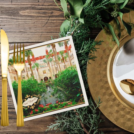 セントオーガスティンフロリダライトナー博物館&ガーデン スタンダードカクテルナプキン