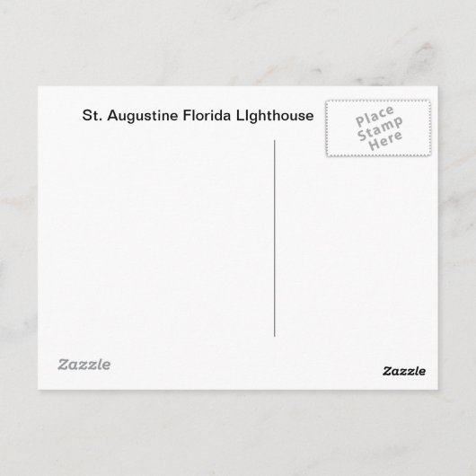 セントオーガスティンフロリダライトハウス ポストカード (裏面)