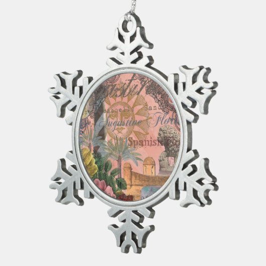 セントオーガスティンフロリダ旅行アンティークアート スノーフレークピューターオーナメント (右)