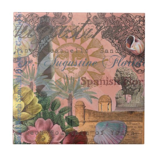 セントオーガスティンフロリダ旅行アンティークアート タイル (正面)