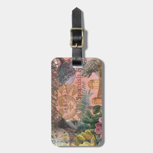 セントオーガスティンフロリダ旅行アンティークアート ラゲッジタグ (正面縦)