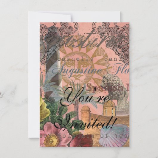セントオーガスティンフロリダ旅行アンティークアート 招待状 (正面)