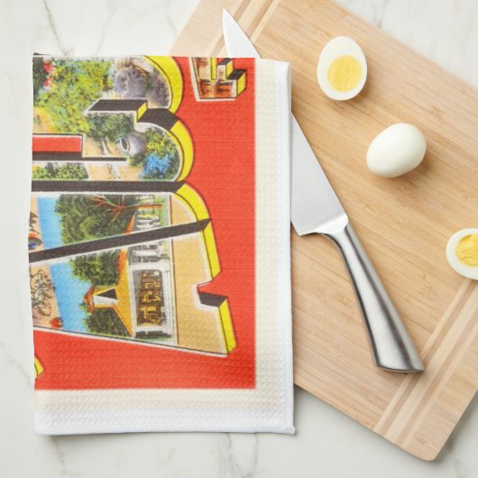 セントオーガスティンフロリダFLヴィンテージ旅行記念品 キッチンタオル (四つ折り)