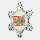 セントオーガスティンフロリダFLヴィンテージ旅行記念品 スノーフレークピューターオーナメント (右)