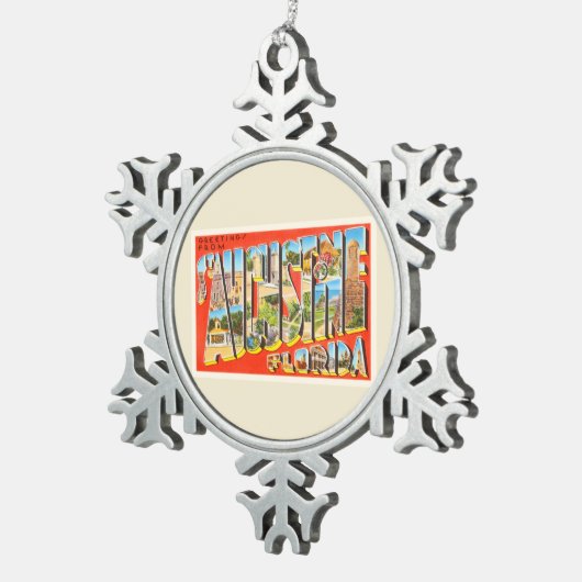 セントオーガスティンフロリダFLヴィンテージ旅行記念品 スノーフレークピューターオーナメント (右)