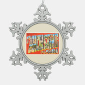 セントオーガスティンフロリダFLヴィンテージ旅行記念品 スノーフレークピューターオーナメント (正面)