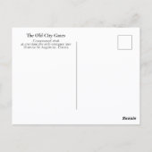 セントオーガスティン旧市門歴史的フロリダ ポストカード (裏面)