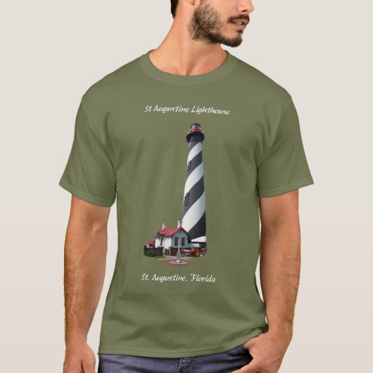 セントオーガスティン灯台 白文字Tシャツ Tシャツ (正面)