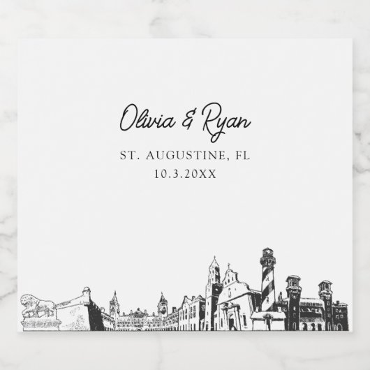 セントオーガスティン結婚のシャンパパーソナライズされたンラベル スパークリングワインラベル (シングルラベル)