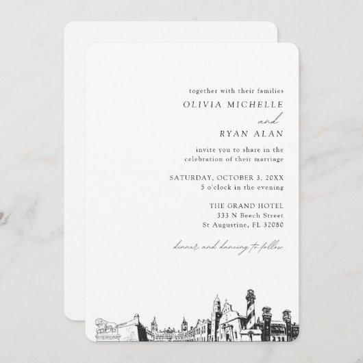 セントオーガスティン結婚ズエレガントスカイライン招待状 招待状 (正面/裏面)