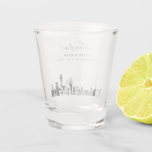 セントオーガスティン結婚式の引き出物パーソナライズされた応援 ショットグラス (裏面)