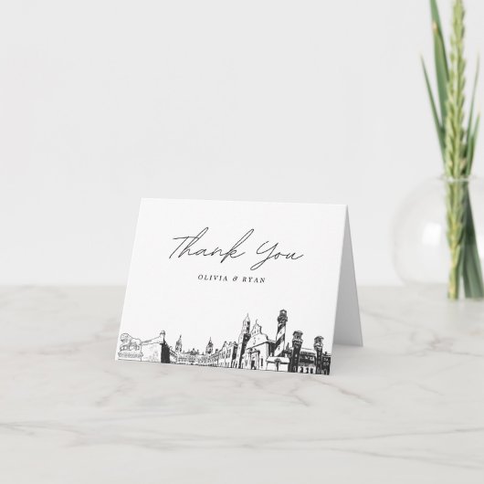 セントオーガスティン・スカイライン・スケッチ・ブランク感謝カード サンキューカード (正面)