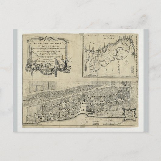 セントオーガスティン・フロリダの地図(1764年) ポストカード (正面)