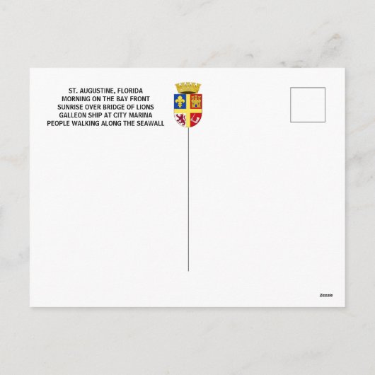 セントオーガスティン、フロリダ川前線 シーズンポストカード (裏面)