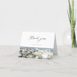 セントオーガスティン フロリダ 水彩画のスカイライン ありがとうカード サンキューカード