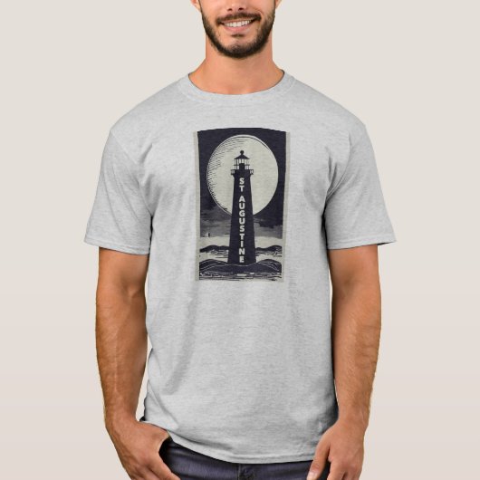 セントオーガスティン フロリダ 灯台 月 Tシャツ (正面)