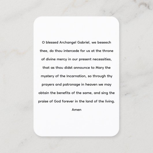 セントガブリエルザアーチャンエル祈りの言葉カード 名刺 (裏面)