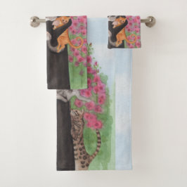 セントガートルードザオリジナルキャットレデ熱狂するィーフォークアート バスタオルセット