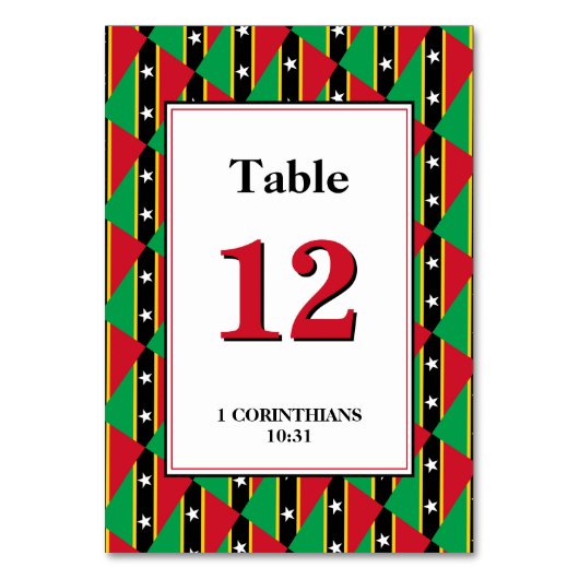 セントキッツ・ネイビス 愛国的な祝賀会の宴会 テーブルナンバー (正面)