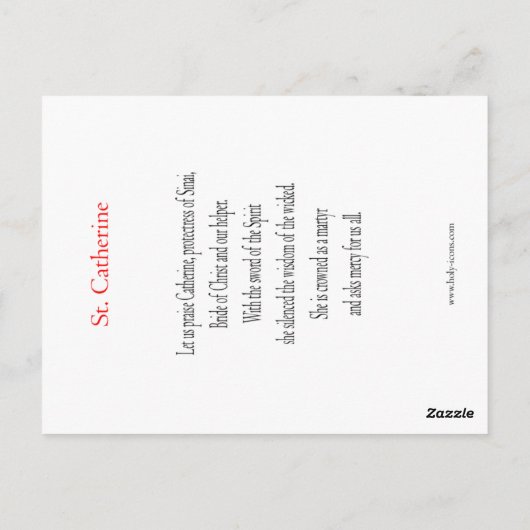 セントキャサリン祈りの言葉カード ポストカード (裏面)