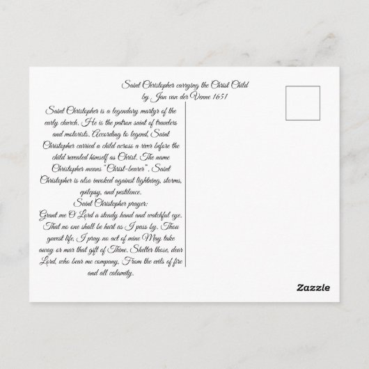 セントクリストファーウィズ乳児キリスト ポストカード (裏面)