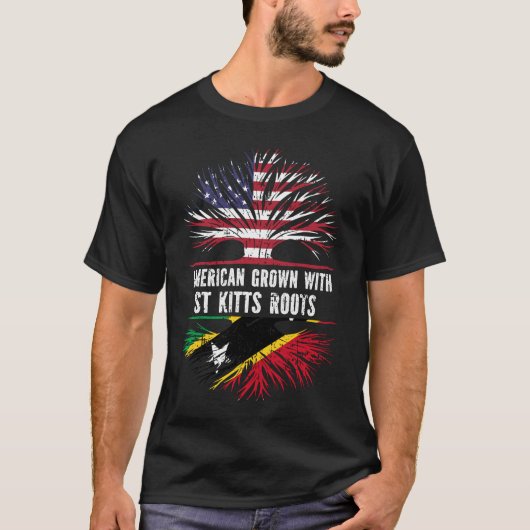 セントクリストファー米国国旗で栽培されたアメリカ人 Tシャツ (正面)