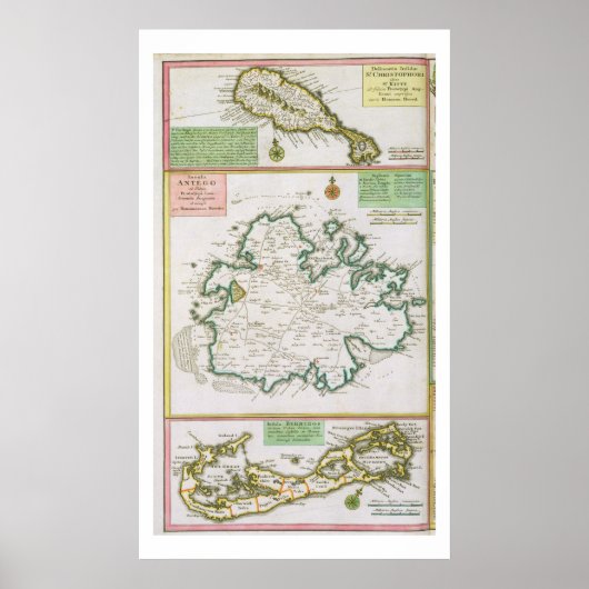 セントクリストファー・アンティグア・バミューダの地図から詳細 ポスター (正面)