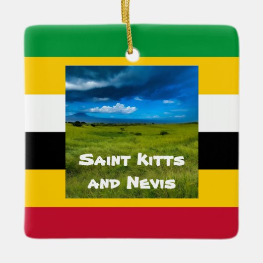 セントクリストファー・キッツの国旗の色 セラミックオーナメント (正面)