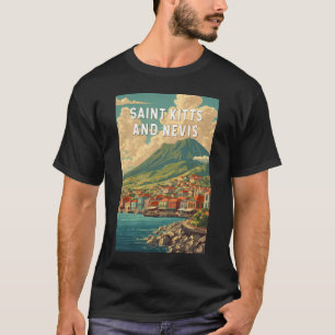 セントクリストファー・ネイビスのイラスト入り旅行アート Tシャツ