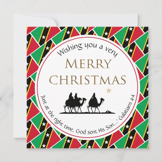 セントクリストファー・ネイビスの旗 三賢者のクリスマス シーズンカード (正面)