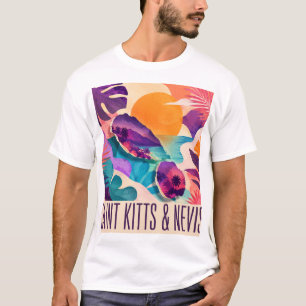 セントクリストファー・ネイビスの現代カリブ海コラージュ Tシャツ