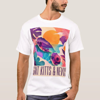 セントクリストファー・ネイビスの現代カリブ海コラージュ Tシャツ