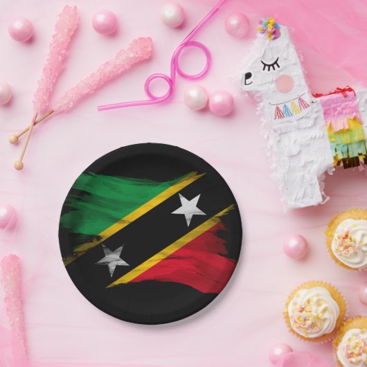 セントクリストファー・ネイビス国旗のブラシストローク ペーパープレート (パーティー)