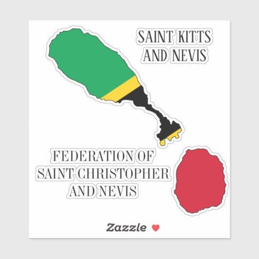 セントクリストファー・ネイビス国旗の地図 シール (シート)