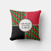 セントクリストファー&ネイビス国旗の愛国的な神の祝福 クッション (正面)