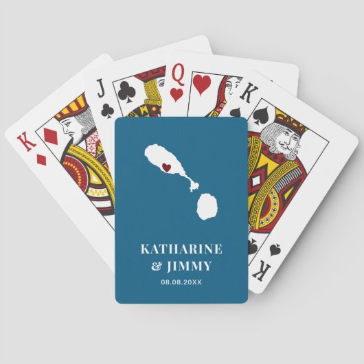 セントクリストファー・ネイビス結婚式の引き出物カジノカード、地図 トランプ (裏面)