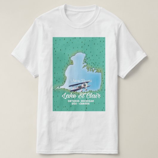 セントクレア湖 アメリカ カナダ 湖の地図 Tシャツ (デザイン正面)