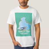 セントクレア湖 アメリカ カナダ 湖の地図 Tシャツ (正面)