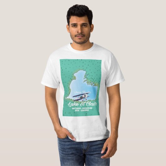 セントクレア湖USAカナダの湖の地図 Tシャツ (正面フル)